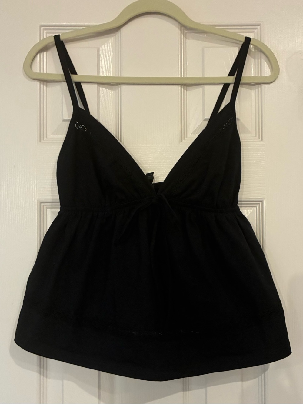 NWT Women’s Wild Fable Black Cotton Double-Strap V-Neck Top Size Medium